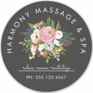 Botanical Bliss Elegant Floral Curved Text   Black Sticker
