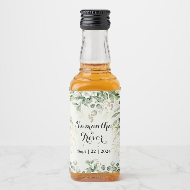 Botanical Bliss Elegant Garden Vows Liquor Bottle Label (Front)