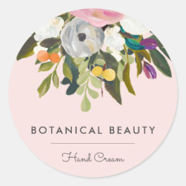 Botanical Bliss Elegant Modern Floral Blush Classic Round Sticker