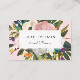 Botanical Bliss Elegant Painted Floral Blush Business Card