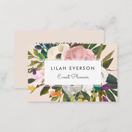 Botanical Bliss Elegant Painted Floral Cream Business Card Zazzle