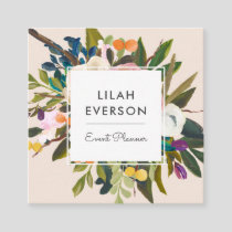 Botanical Bliss | Elegant Painted Floral | Cream Square Business Card