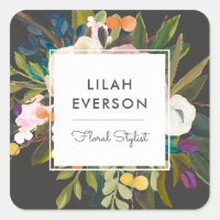 Botanical Bliss Floral Business Labels | Black