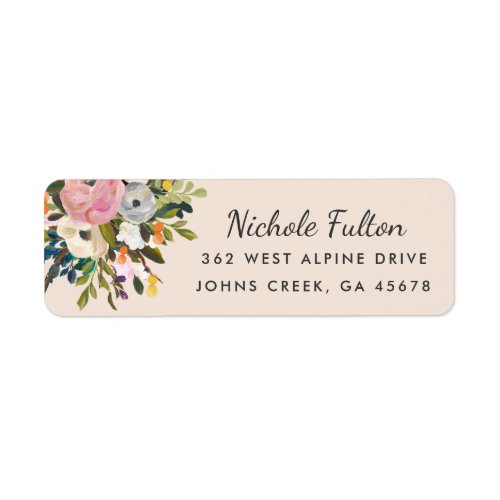 Botanical Bliss Floral  Cream Return Address Label