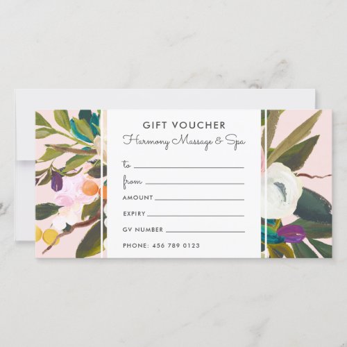 Botanical Bliss Floral Gift Voucher Card  Blush