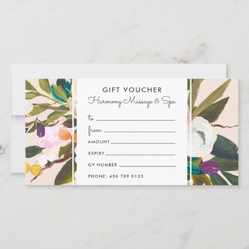 Botanical Bliss Floral Gift Voucher Card  Cream