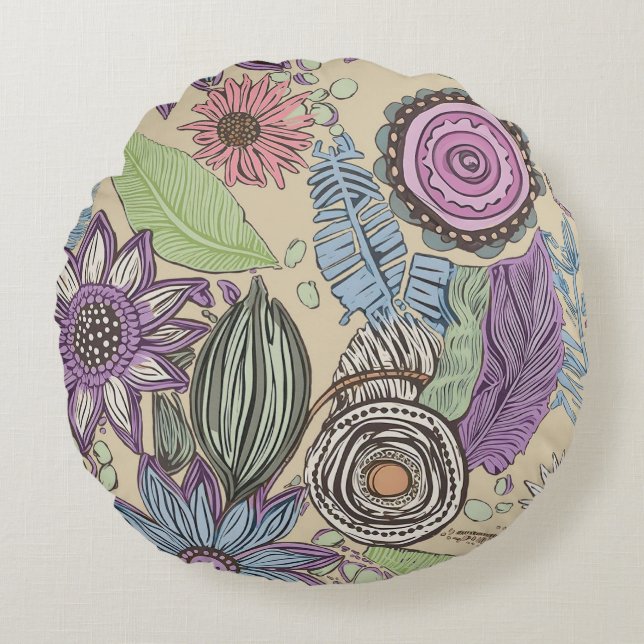 Botanical Bliss Round Pillow (Front)