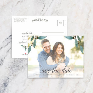 Botanical Bliss Wedding Photo Save The Date Announcement Postcard