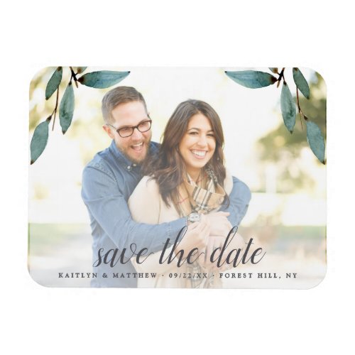 Botanical Bliss Wedding Photo Save The Date Magnet