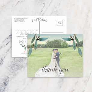 Botanical Bliss Wedding Photo Thank You Announcement Postcard
