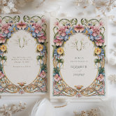 Rococo-Inspired Hibiscus Pastel Botanical Wedding Invitation