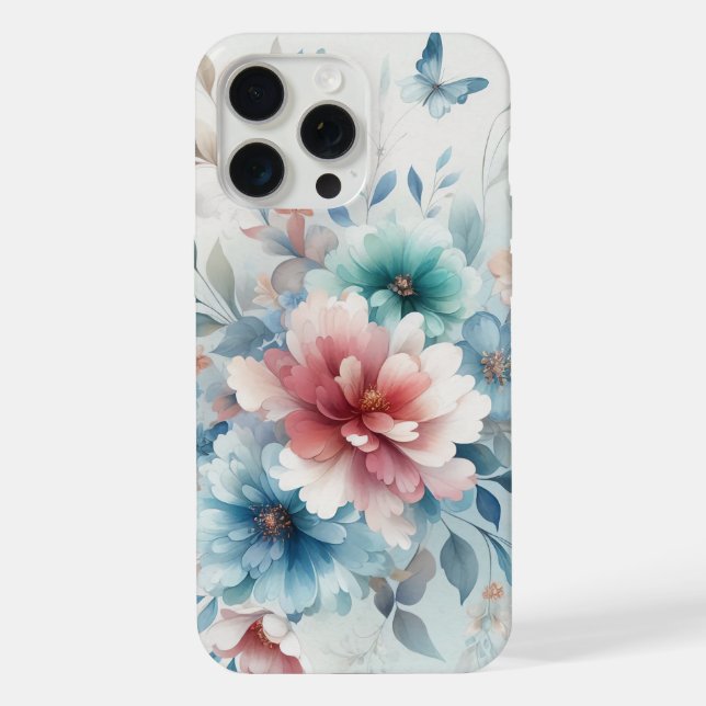 Botanical Bliss with Blue iPhone Case (Back)