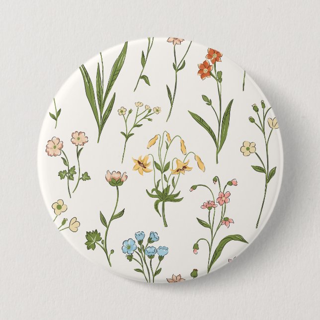 Botanical Bloom - Elegant Floral Button (Front)