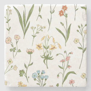 Botanical Bloom - Elegant Floral Stone Coaster