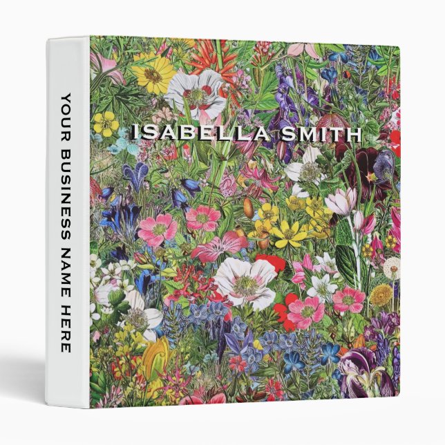 Botanical Bloom Nature Wildflower 3 Ring Binder (Front/Spine)