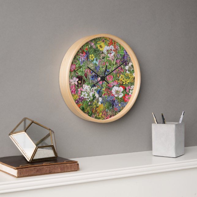 Botanical Bloom Nature Wildflower Clock (Office)