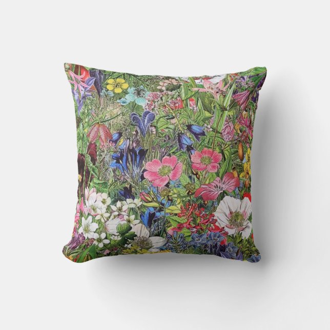 Botanical Bloom Nature Wildflower Throw Pillow (Front)