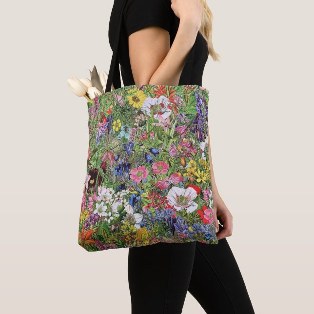 Botanical Bloom Nature Wildflower Tote Bag (Close Up)