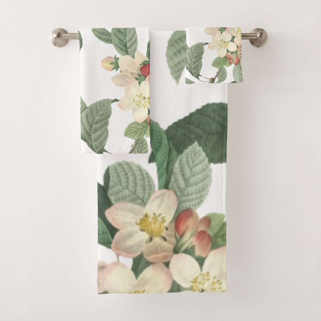 Botanical Blooming Florals Bath Towel Set | Zazzle