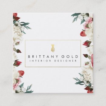 Botanical Blooms Interior Designer Business Card by TheCultureVulture at Zazzle