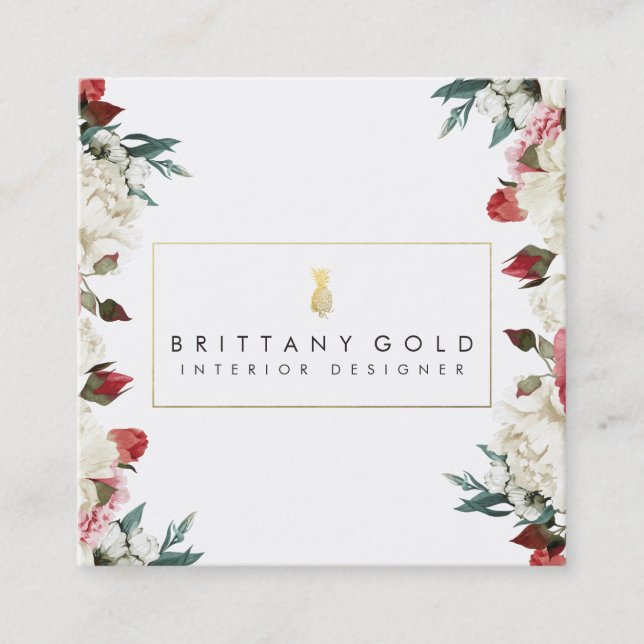 Botanical Blooms Interior Designer Business Card (Front)