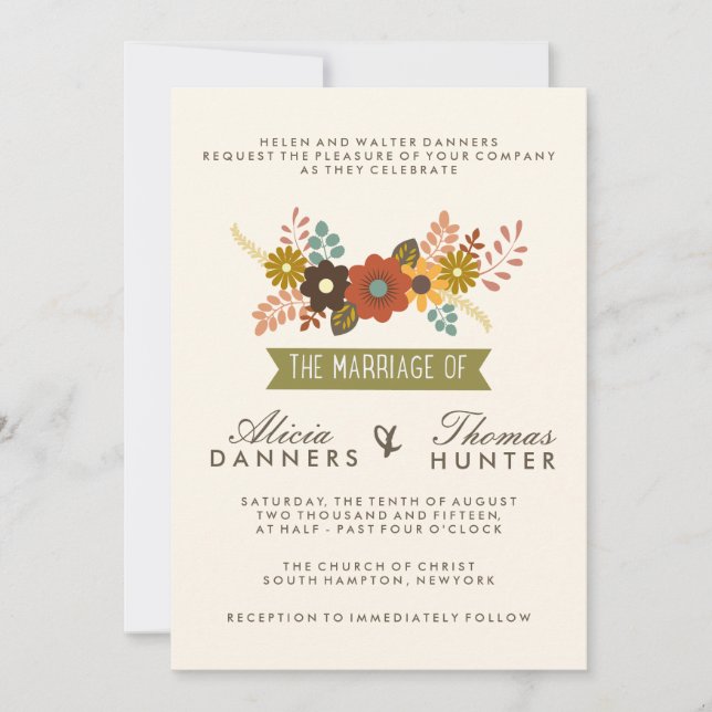 Botanical Blooms Wedding Invitations (Front)