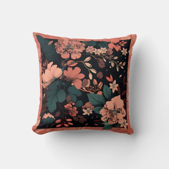 Botanical Blossoms Throw Pillow (Front)