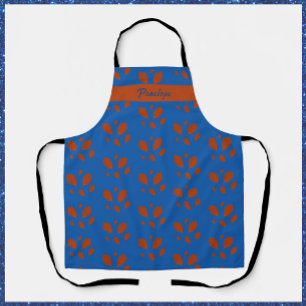 Botanical Blue and Burnt Orange Foliage Apron