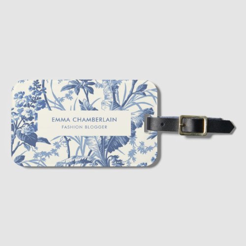 Botanical Blue and White Chinoiserie Custom Luggage Tag