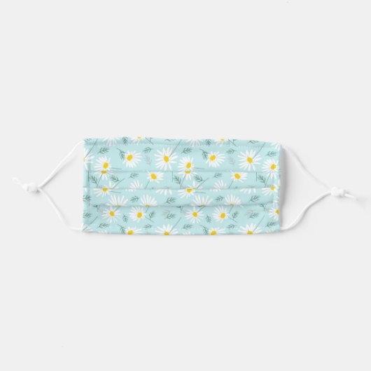 Botanical Blue And White Dainty Floral Daisy Adult Cloth Face Mask (Front, Folded)