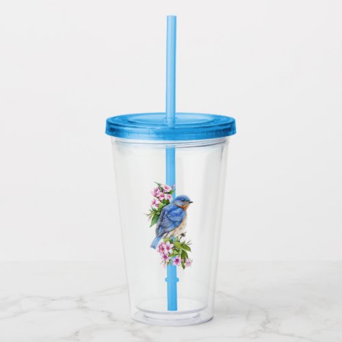 Botanical Blue Bird Acrylic Tumbler