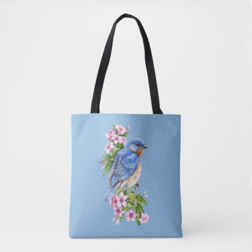 Botanical Blue Bird All_Over_Print Tote Bag