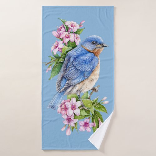 Botanical Blue Bird Bath Towel