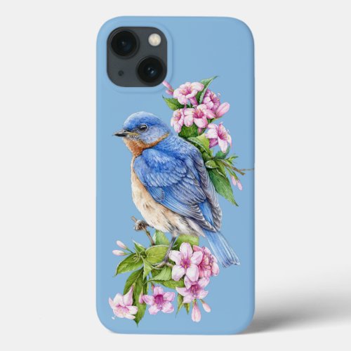 Botanical Blue Bird iPhone 13 Case