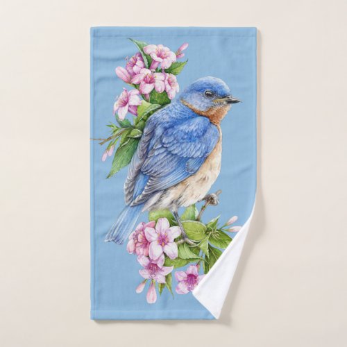 Botanical Blue Bird Hand Towel