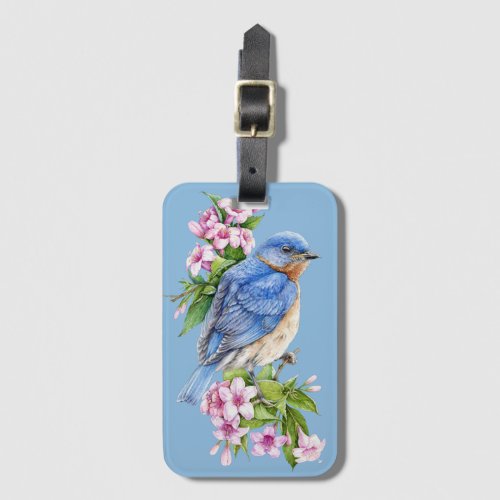 Botanical Blue Bird Luggage Tag
