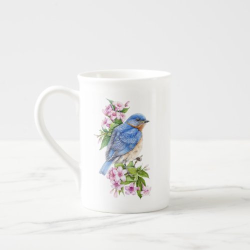 Botanical Blue Bird Tea Cup