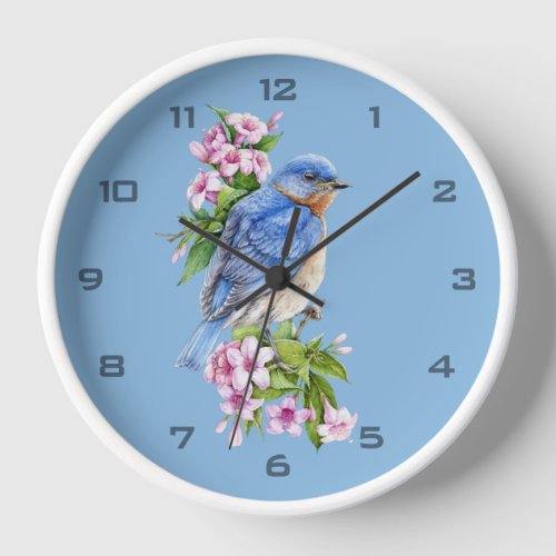 Botanical Blue Bird Wall Clock