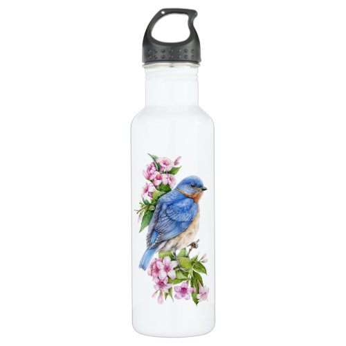 Botanical Blue Bird Water Bottle