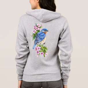 Botanical Blue Bird Zip Hoodie
