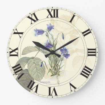 Botanical Blue Campanula clockface Large Clock