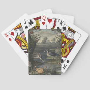 Botanical Blue Crane Vintage Heritage Poker Cards