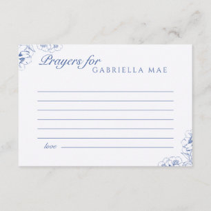 Botanical Blue  Floral Baptism Prayer Advice Card