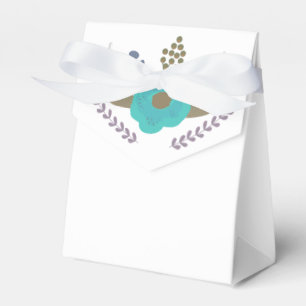 Botanical Blue Floral Leaves Party Favor Boxes