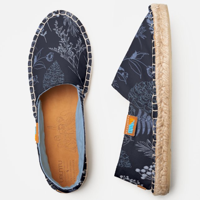 Botanical Blue Floral Pattern Espadrilles (Side)