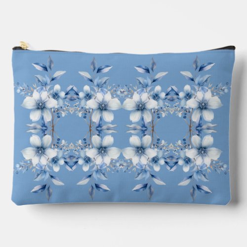 Botanical Blue Flowers Accessory Pouch