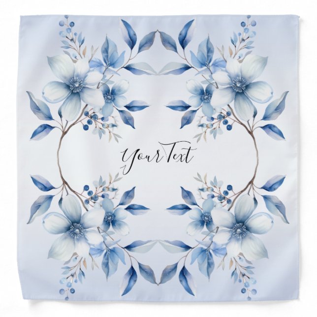 Botanical Blue Flowers Bandana (Front)
