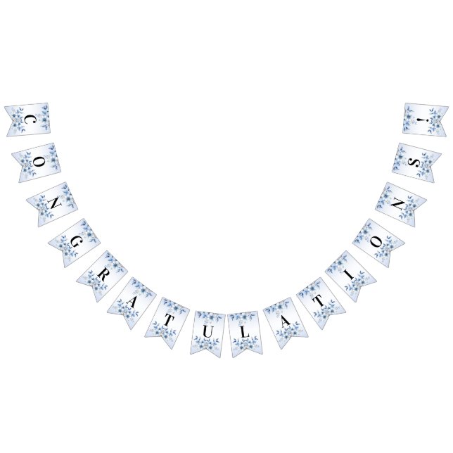 Botanical Blue Flowers Bunting Flag (All)