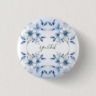 Botanical Blue Flowers Button