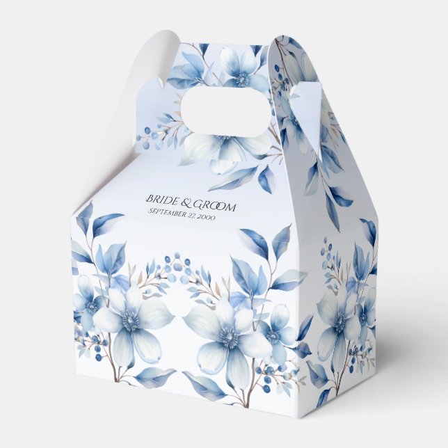 Botanical Blue Flowers Favor Box (Front Side)